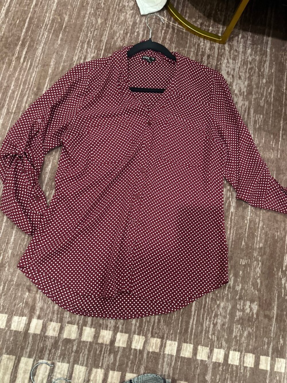 Express Burgundy Polka Dot Blouse Size M